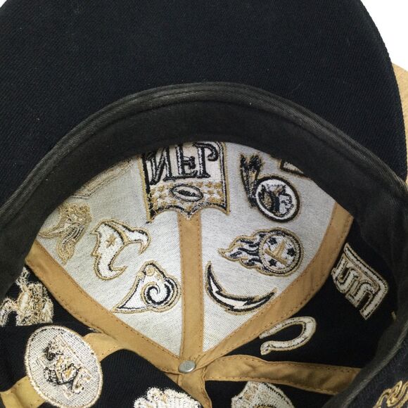 Reebok NFL All Over Team Logos Fitted Baseball Hat Black Gold Size 7 1/4 - Picture 13 of 16